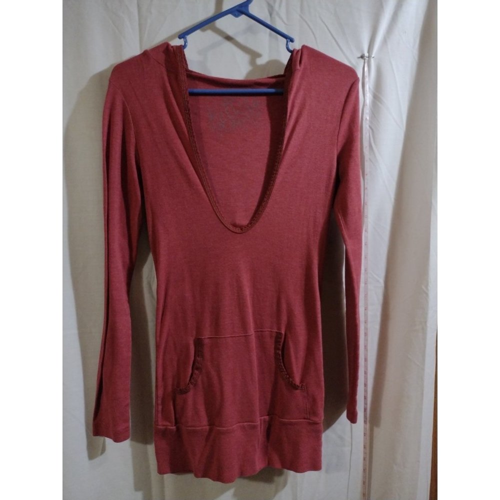 Size Med Long Sleeve Top with deep neck and hood